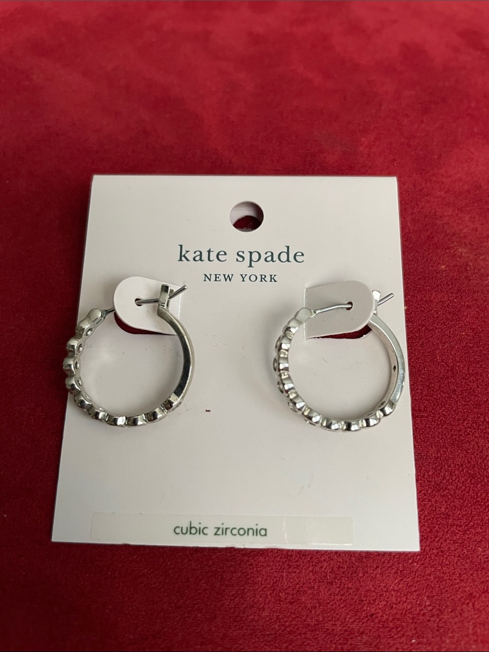 kate spade Silver Cubic  Zirconia Hoop Earrings NWT